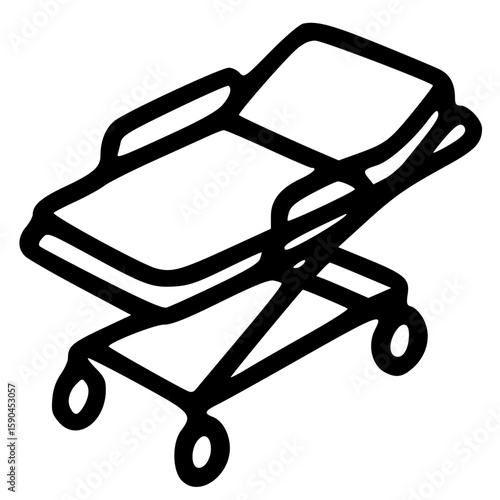 Hospital stretcher outline illustration in black and white