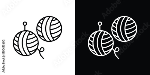 Wool ball icon. Editable stroke. Icon for web.