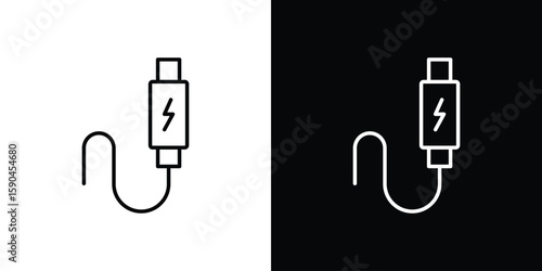 USB type c icon. Editable stroke. Icon for web.