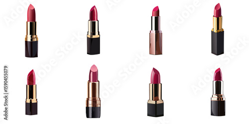Multiple vector illustrations of delicately drawn lipsticks

