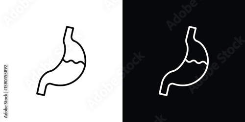 Stomach with Liquids icon. Editable stroke. Icon for web.
