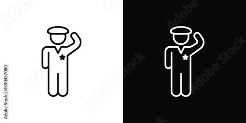 Salute icon. Editable stroke. Icon for web.