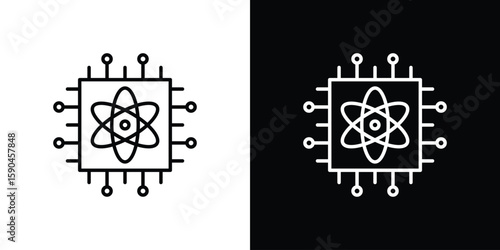 Quantum computing icon. Editable stroke. Icon for web.