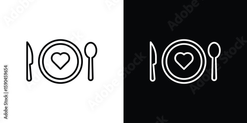 Love Plate icon. Editable stroke. Icon for web.