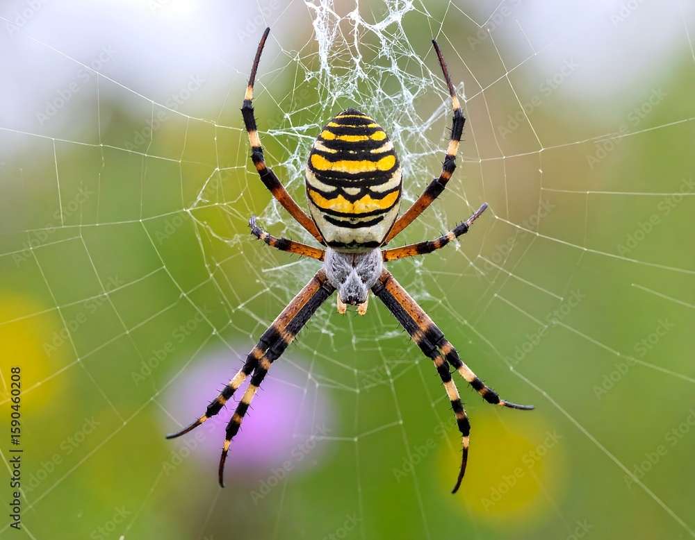 Obraz premium Ornate spider in intricate web (1)