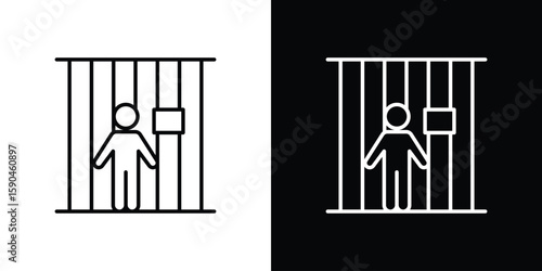 Jail icon. Editable stroke. Icon for web.