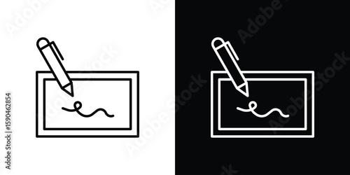Electronic signature icon. Editable stroke. Icon for web.