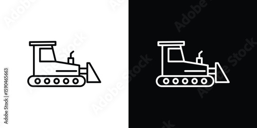 Bulldozer icon. Editable stroke. Icon for web.