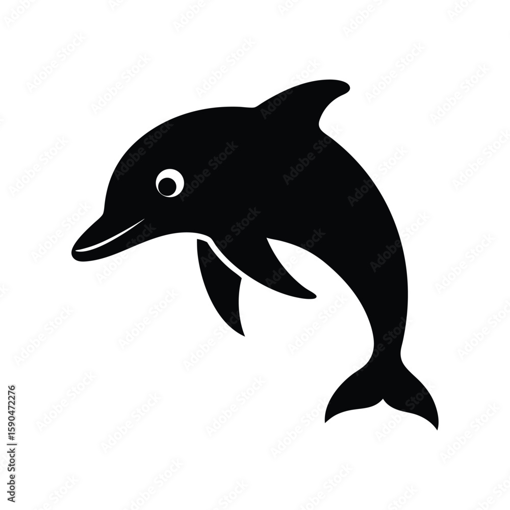 Fototapeta premium Silhouette vector of a dolphin with smooth curved shape for ocean and aquatic design Vector illustration