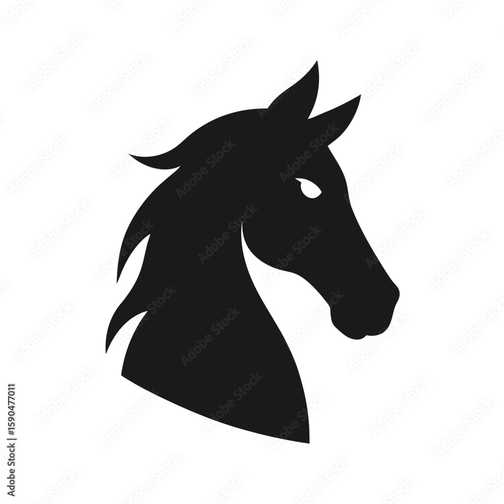 Fototapeta premium Silhouette vector of a horse head with flowing mane for speed and beauty theme design Vector illustration