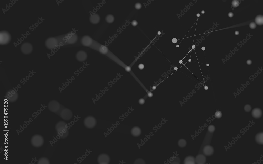 Fototapeta premium Abstract background. Molecules technology with polygonal shapes, connecting dots and lines. Connection structure. Big data visualization.