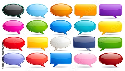 Colorful speech bubbles in various shapes