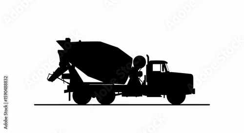Concrete Truck Silhouette A  Transport Icon for Construction and Engineering 