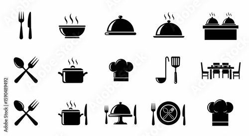 Culinary Elegance A Collection of Dining and Cooking Illustrations with kitchenware concept