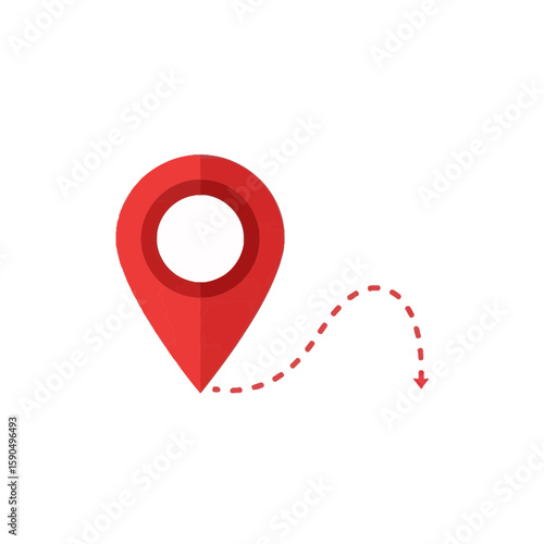 A red location marker with a dotted line indicating a route or path.