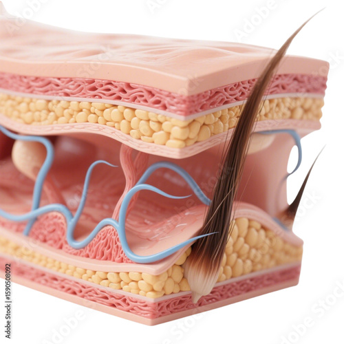 Human Skin Layers with Hair Follicle