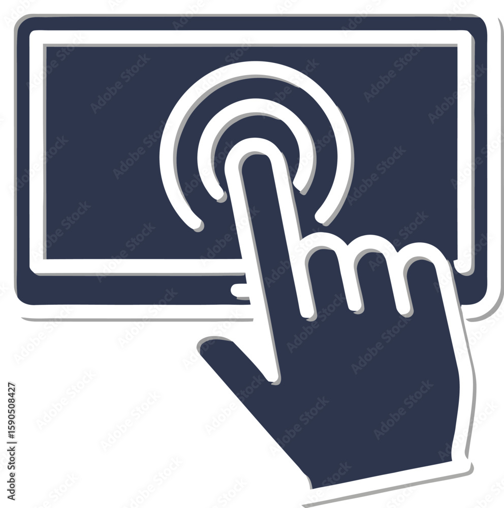 Finger Touch Icon - White 3D Vector Illustration Finger Touch Icon - White 3D Vector Illustration
