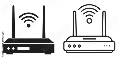 wireless router icon set. WIFI router icon set. Wifi router icon set vector isolated on white background. Set of Signal strength wifi vector icon set. wifi internet no access error, Wireless network