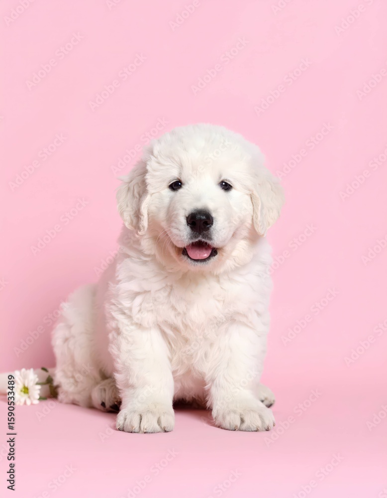 Obraz premium Encanto Esponjoso: Retrato de un Cachorro Pastor del Sur de Rusia, Generated image