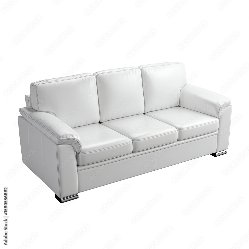 Obraz premium Elegant White Upholstered Sofa With Minimalist Design