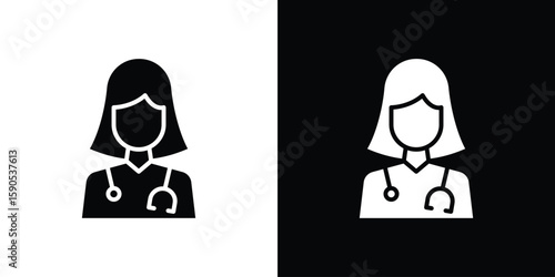 Woman Doctor icon vector, filled flat sign, solid pictogram. Symbol, logo illustration.
