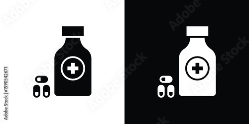 Medicine bottle icon vector, filled flat sign, solid pictogram. Symbol, logo illustration.