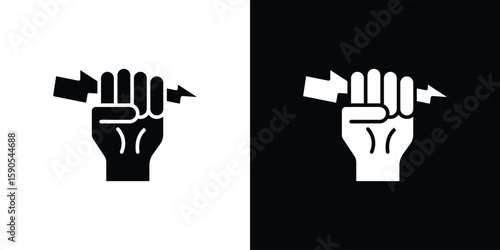 Hand with Power icon vector, filled flat sign, solid pictogram. Symbol, logo illustration.