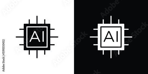 AI icon vector, filled flat sign, solid pictogram. Symbol, logo illustration.