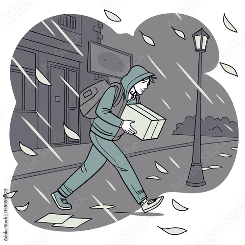 delivery boy n the street