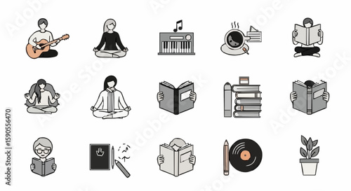 set of icons of the zodiac