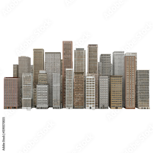 Detailed Cityscape Collection Of Modern Urban Buildings