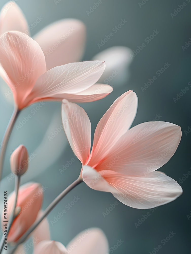 Fototapeta premium A cyclamen indoors, with delicate petals and a soft background