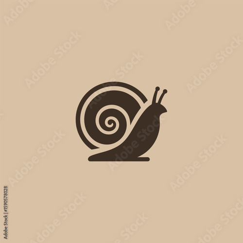 Snail shell logo in clean and minimalist silhouette design.
