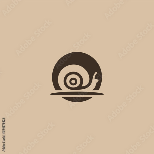 Snail shell logo in clean and minimalist silhouette design.