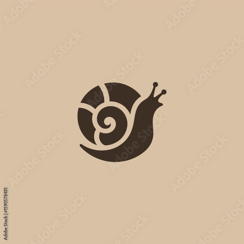 Snail shell logo in clean and minimalist silhouette design.