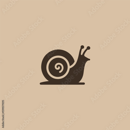 Snail shell logo in clean and minimalist silhouette design.