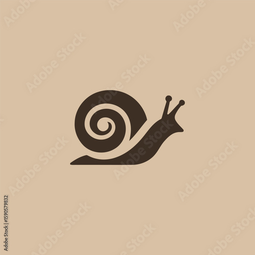 Snail shell logo in clean and minimalist silhouette design.