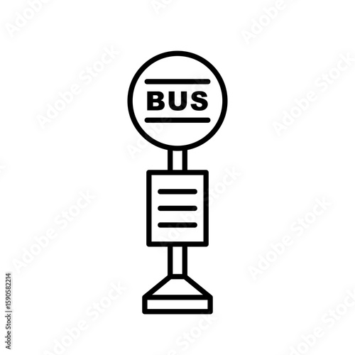 Bus stop icon. Retro bus stop sign.