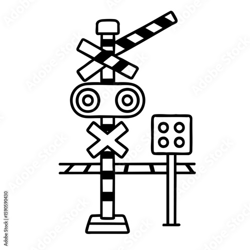 踏切　線画　手書き