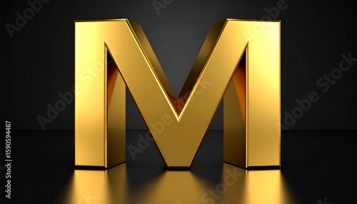 Golden letter 'M' on dark background