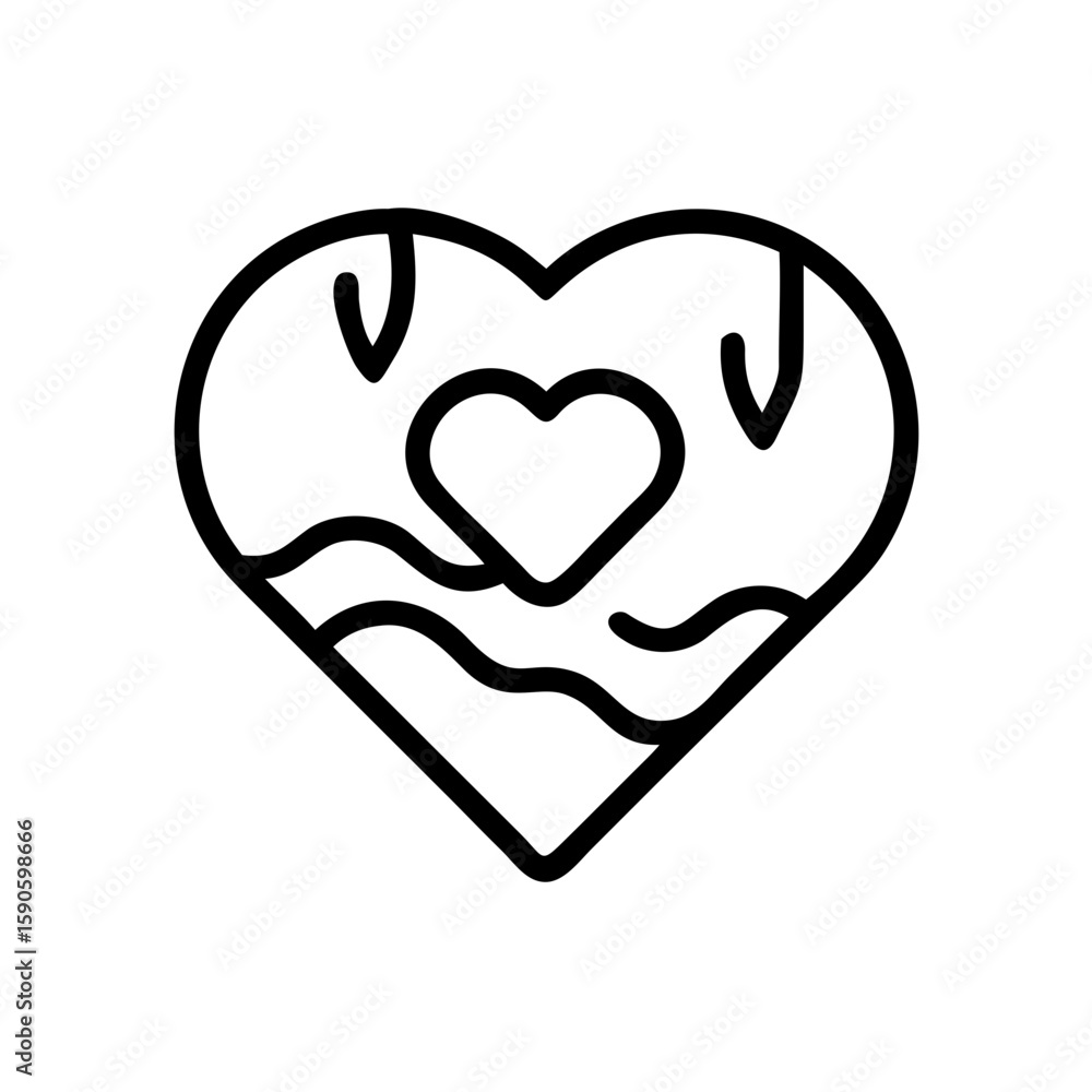 Fototapeta premium A minimalist heart-shaped logo, the design symbolizes love and inner peace, with clean lines. The minimalist aesthetic makes the image perfect for a variety of branding needs.