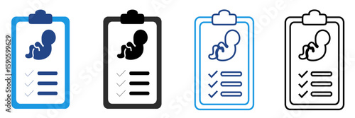 Icon about baby health monitoring board, development and recording of the fetus, careful care for the health of the fetus and post-pregnancy