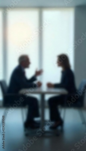 Generative AI image: Conceptual representation of a discussion between two individuals at a table