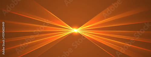 Orange lasers background., glowing rays or neon beams, bright futuristic backdrop. Concert or nightclub spotlights. Vector illustration.