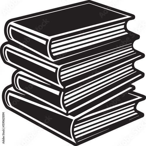 stack of books silhouette vector icon, stack of books isolated