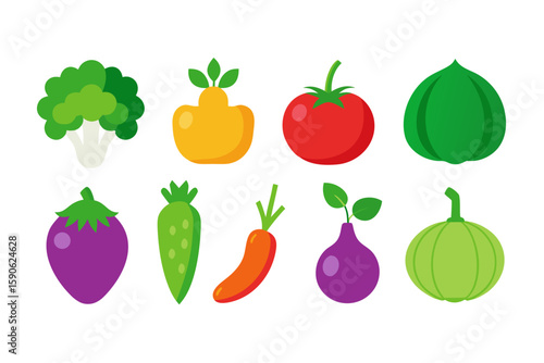 Wallpaper Mural Collection of Colorful Flat Vegetable Icons Torontodigital.ca