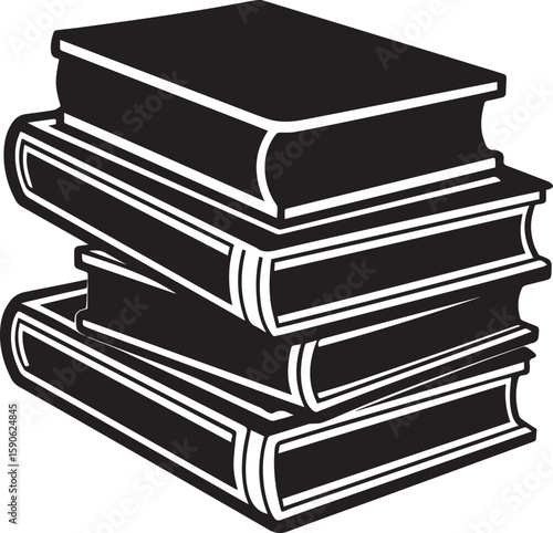 stack of books silhouette vector icon, stack of books isolated