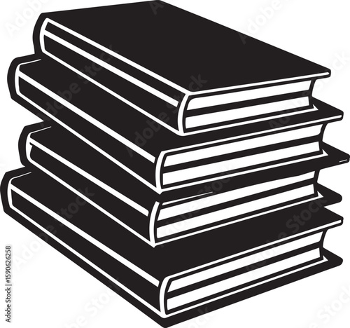 stack of books silhouette vector icon, stack of books isolated