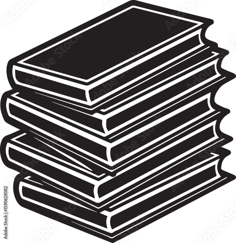 stack of books silhouette vector icon, stack of books isolated