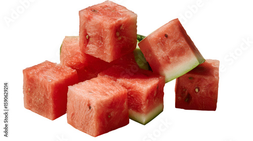 Wallpaper Mural Fresh and Juicy Watermelon Cubes on a White Background Torontodigital.ca